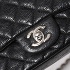 Chanel Mini Quilted 17 S Flap S Chain Shoulder Bag CC Logo Caviar Leather Black — view 8