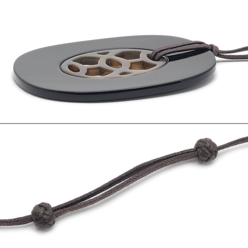 Hermes GM Buffalo Necklace Black Gray — view 7