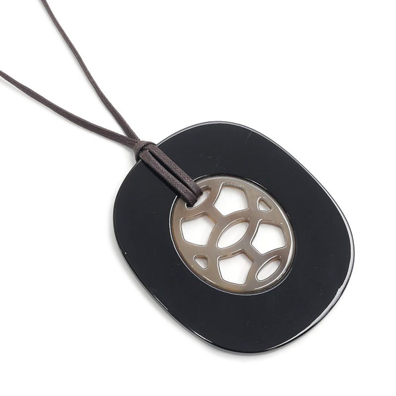 Hermes GM Buffalo Necklace Black Gray