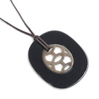 Hermes GM Buffalo Necklace Black Gray