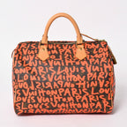 Louis Vuitton Monogram Speedy 30 Orange Handbag Graffiti Canvas