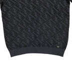 Fendi Sweater FF Jacquard Knit Aljx 48 Wool Rayon Logo Black Gray — view 4