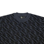 Fendi Sweater FF Jacquard Knit Aljx 48 Wool Rayon Logo Black Gray — view 3