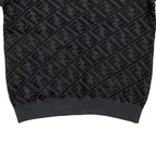 Fendi Sweater FF Jacquard Knit Aljx 48 Wool Rayon Logo Black Gray — view 6