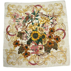 Chanel Scarf Sunflower Pattern Silk Multicolor