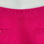 Chanel Wool Oak Silk Logo CC Button Knit Skirt 34 — view 6