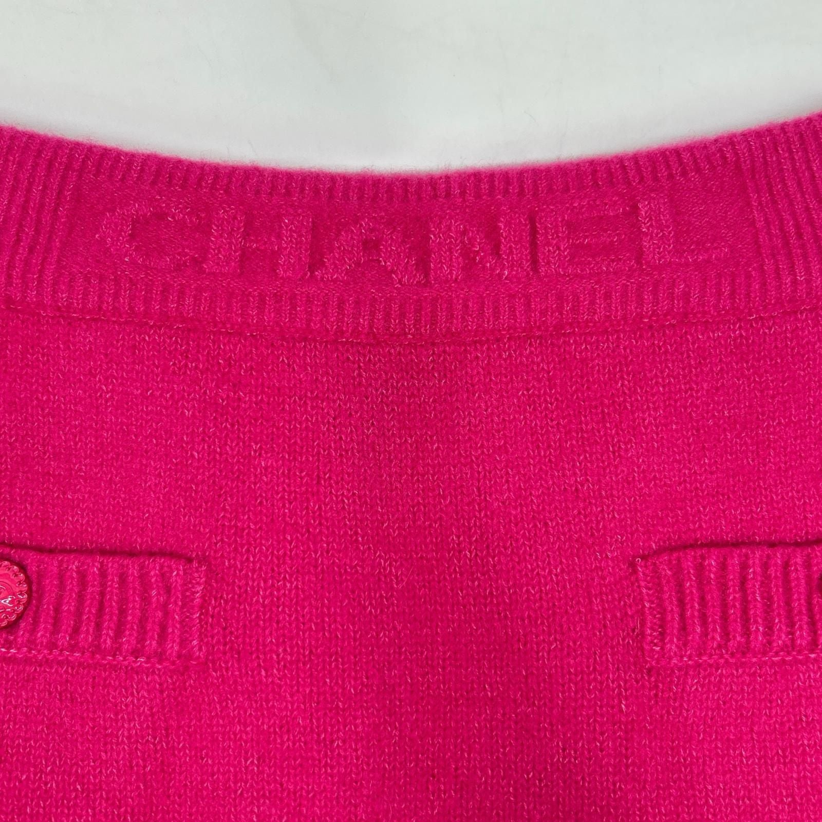 Chanel Wool Oak Silk Logo CC Button Knit Skirt 34 — view 6