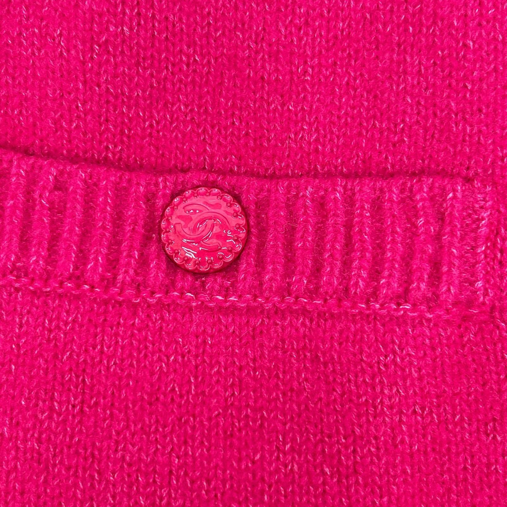 Chanel Wool Oak Silk Logo CC Button Knit Skirt 34 — view 7