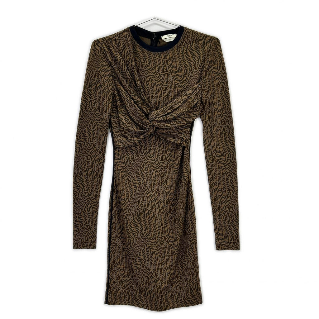 Fendi Brown Zucca Pattern Dress 36