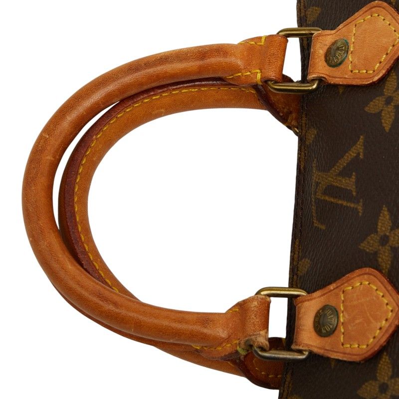 Louis Vuitton Monogram Mini Speedy 2-Way Shoulder Bag Brown Leather — view 9