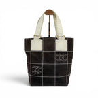 Chanel Wild Stitch Mini Tote CC Logo Black White Canvas Chocolate — view 3