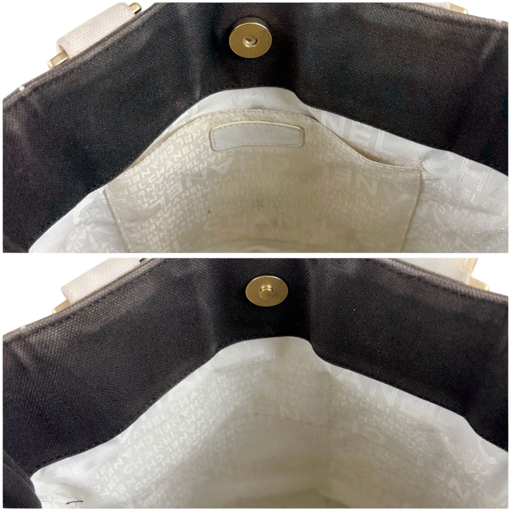Chanel Wild Stitch Mini Tote CC Logo Black White Canvas Chocolate — view 8