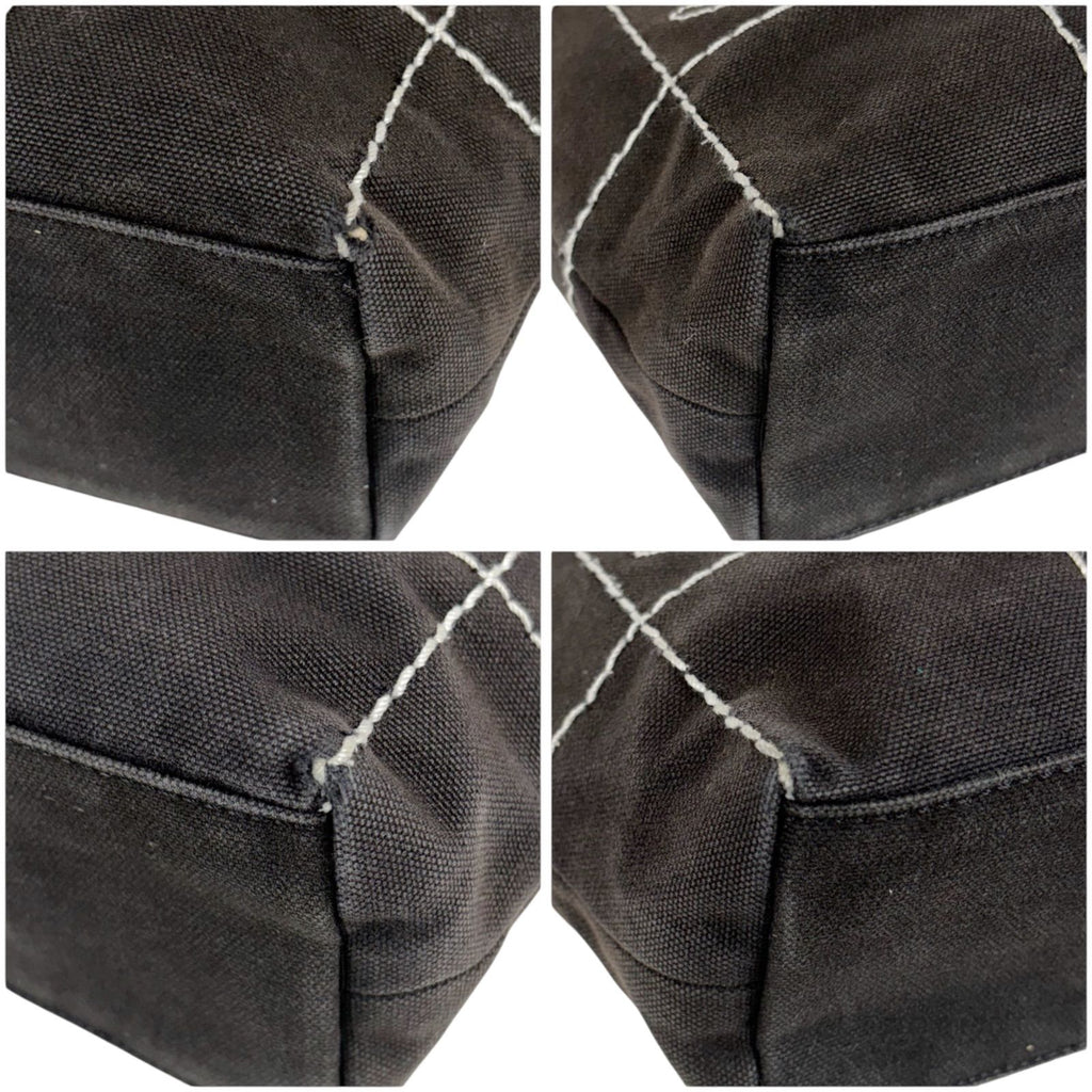 Chanel Wild Stitch Mini Tote CC Logo Black White Canvas Chocolate — view 6