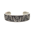 Gucci Double Leaf Motif 925 Sterling Silver Bangle Bracelet