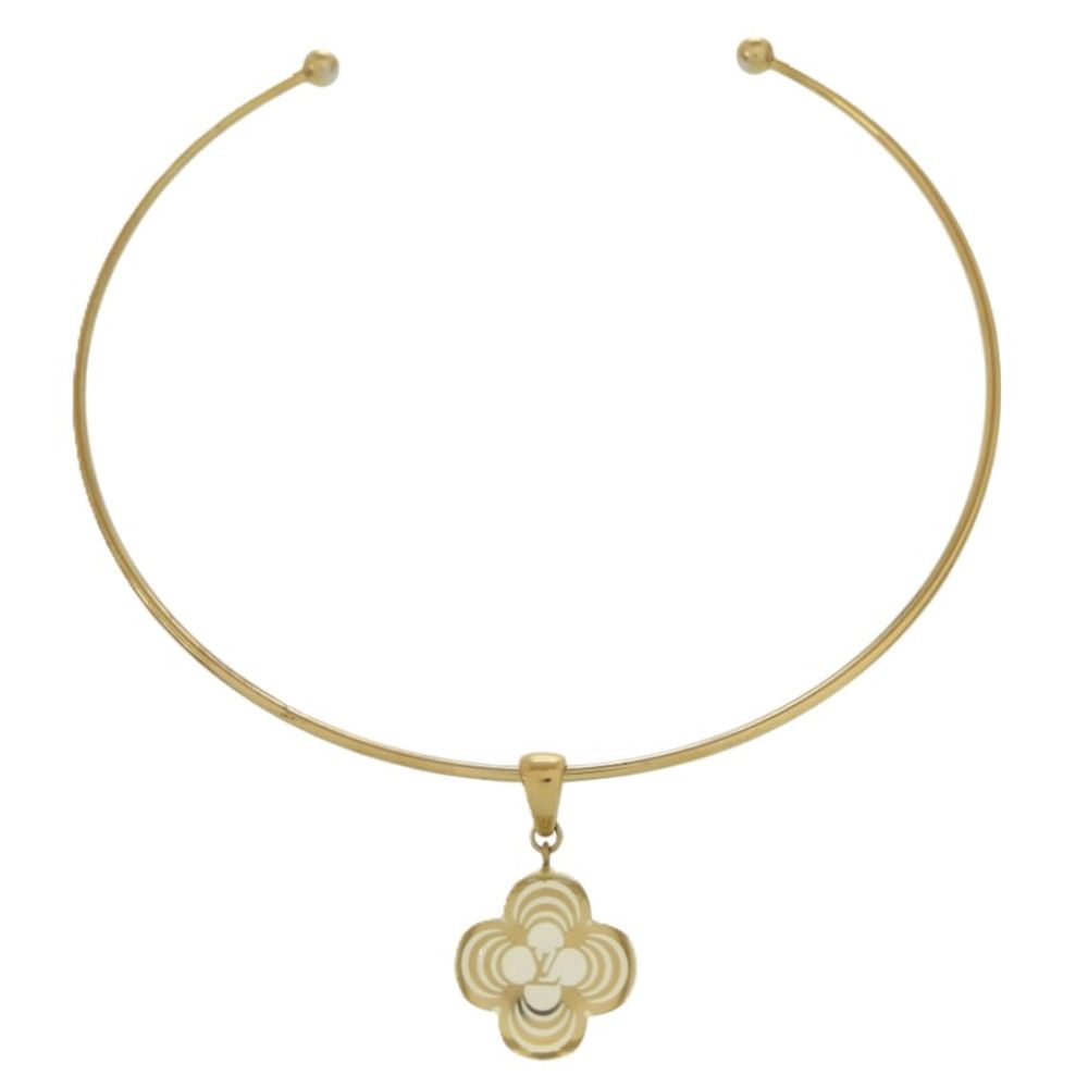 Louis Vuitton Collier Alla Folie Monogram Flower Motif Metal Gold Choker