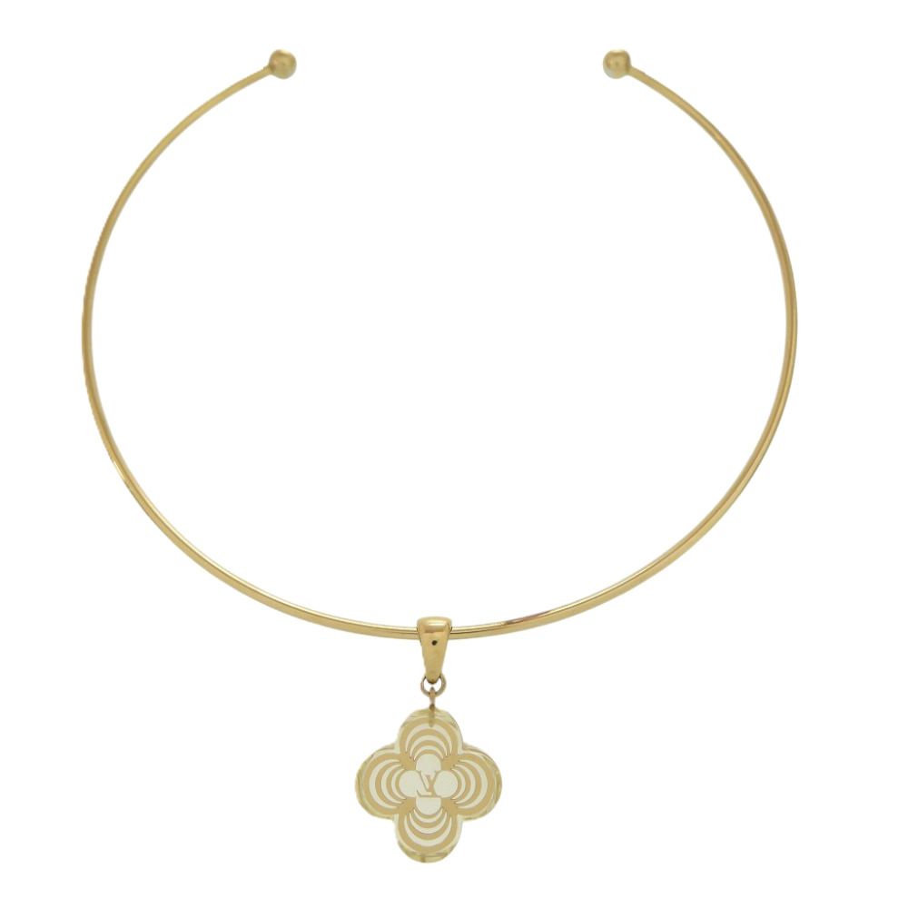 Louis Vuitton Collier Alla Folie Monogram Flower Motif Metal Gold Choker — view 2