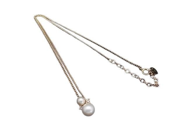 Dior Necklace Gold Metal Faux Pearl Rhinestone