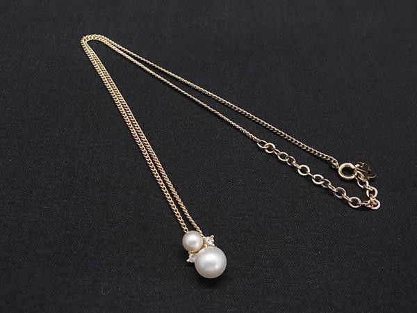 Dior Necklace Gold Metal Faux Pearl Rhinestone — view 4