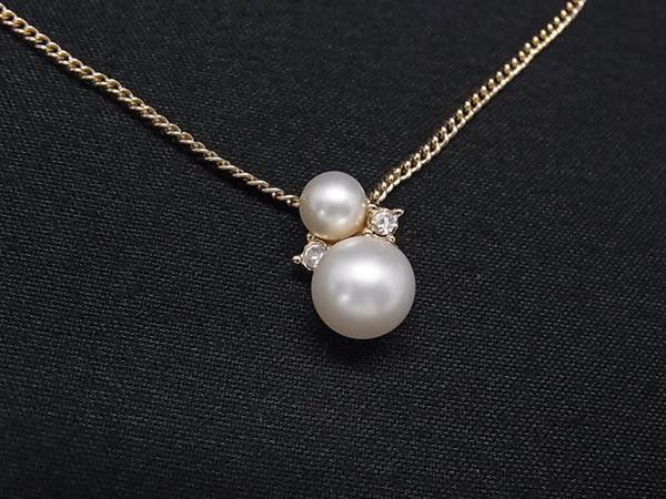 Dior Necklace Gold Metal Faux Pearl Rhinestone — view 2
