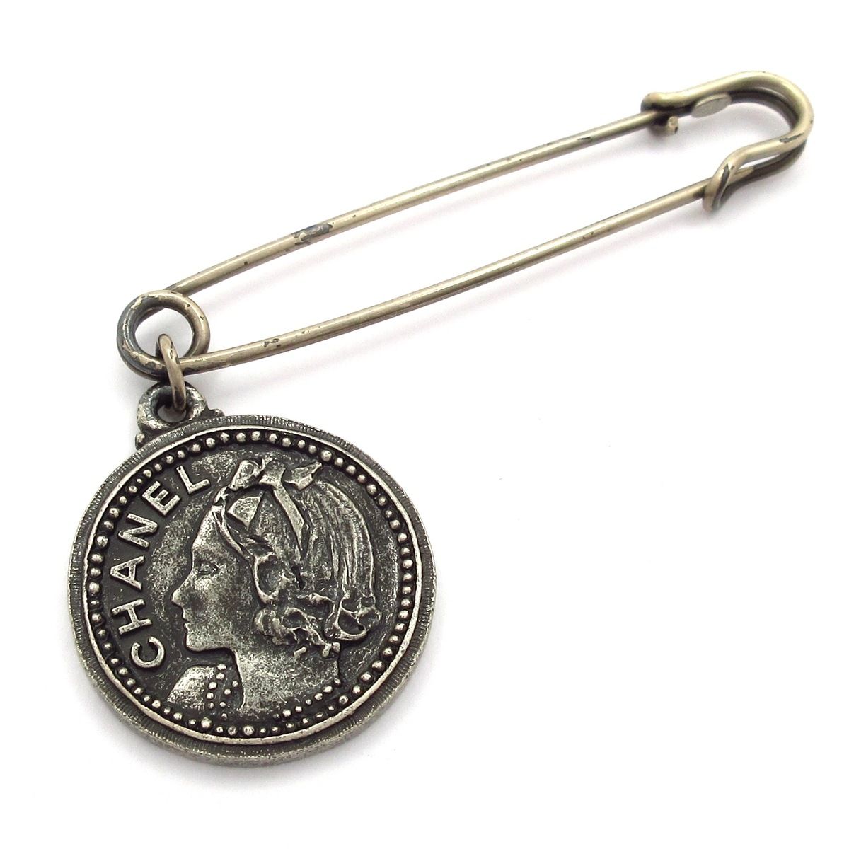 Chanel Brooch Silver Coin