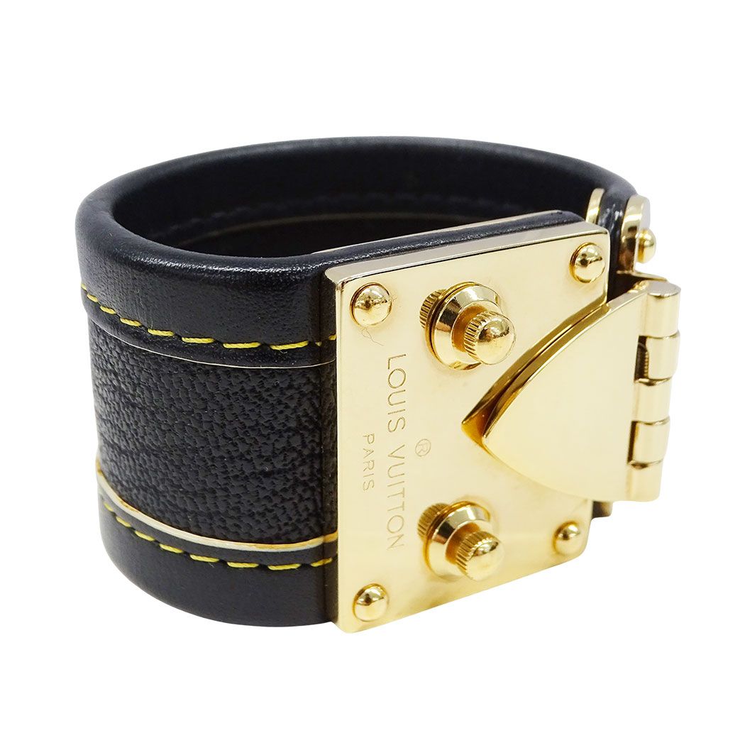 Louis Vuitton Bracelet Suhali Leather Sellul Noir Black Big Presence — view 2