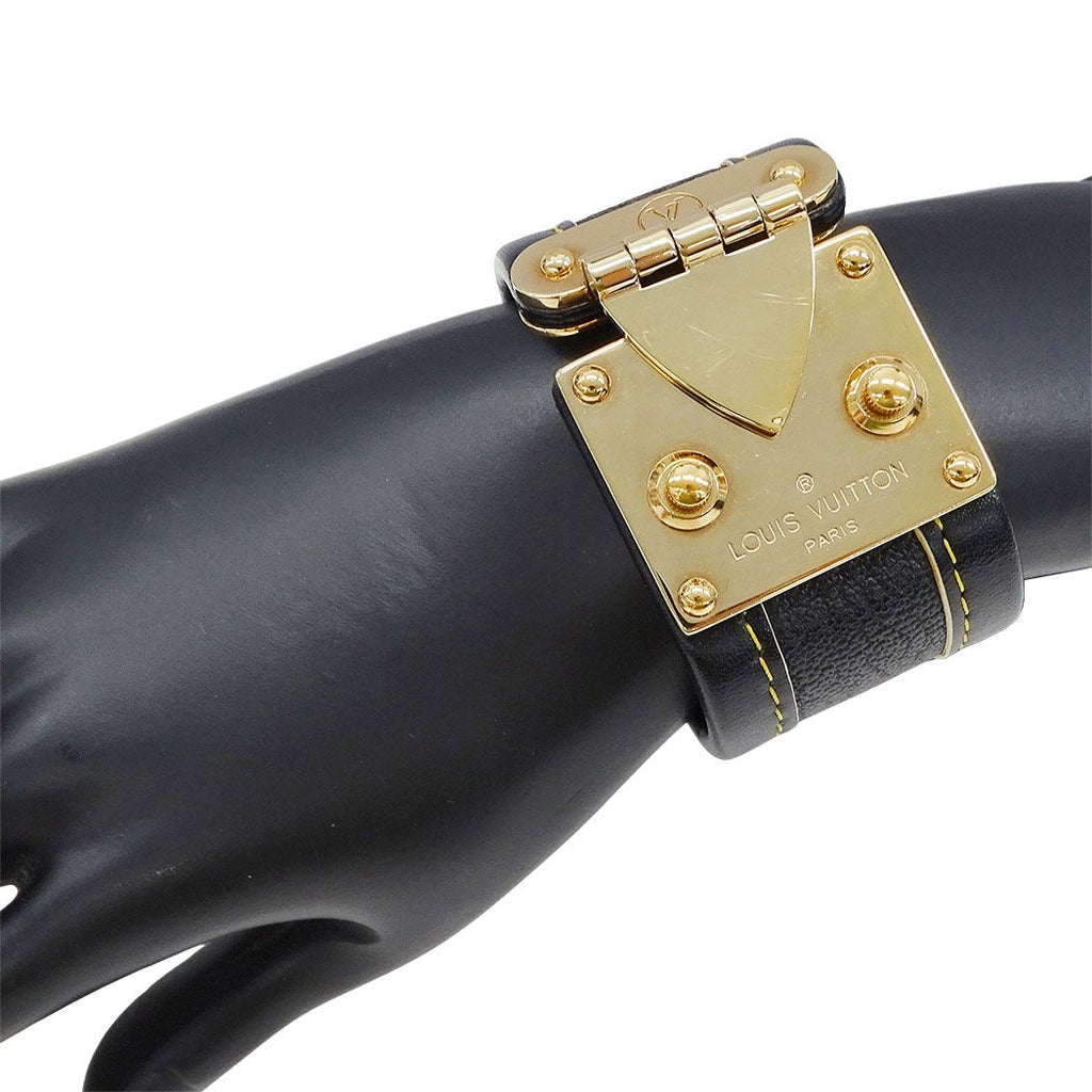 Louis Vuitton Bracelet Suhali Leather Sellul Noir Black Big Presence — view 6