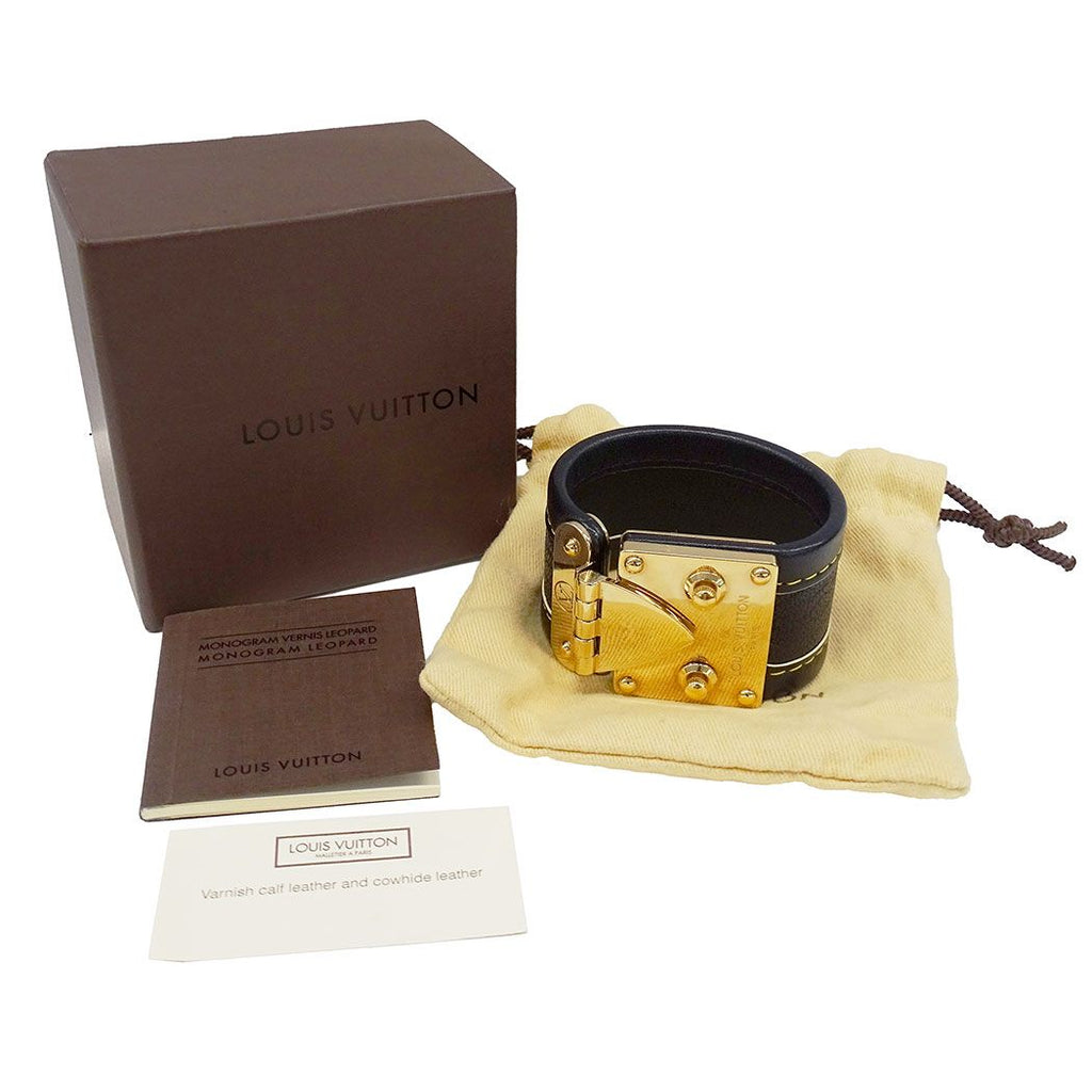 Louis Vuitton Bracelet Suhali Leather Sellul Noir Black Big Presence — view 5