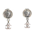 Chanel Earrings Medallion Silver