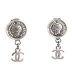 Chanel Earrings Medallion Silver