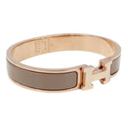 Hermes Bangle Click Metal Brown Glaze Pink Gold Adult Bracelet — view 3