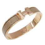 Hermes Bangle Click Metal Brown Glaze Pink Gold Adult Bracelet
