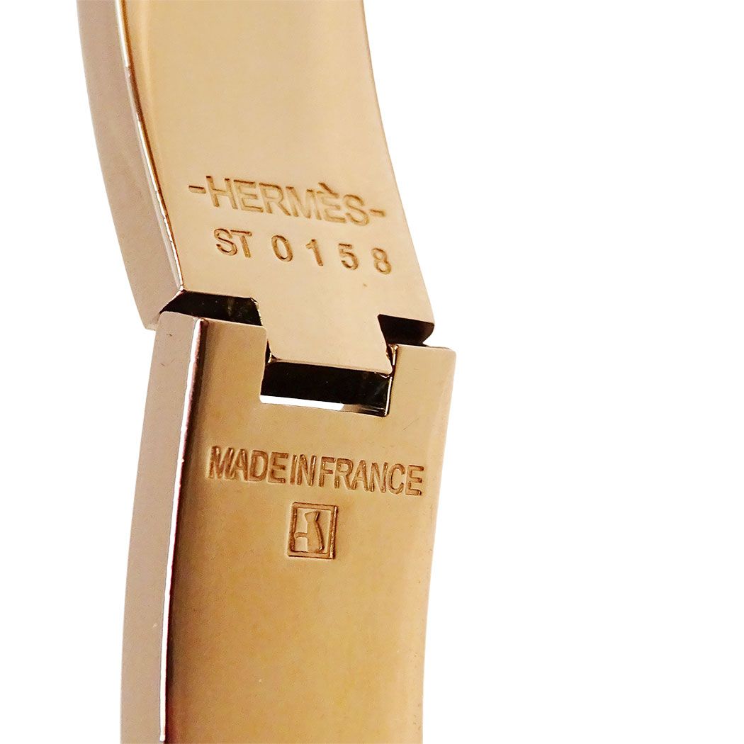 Hermes Bangle Click Metal Brown Glaze Pink Gold Adult Bracelet — view 6
