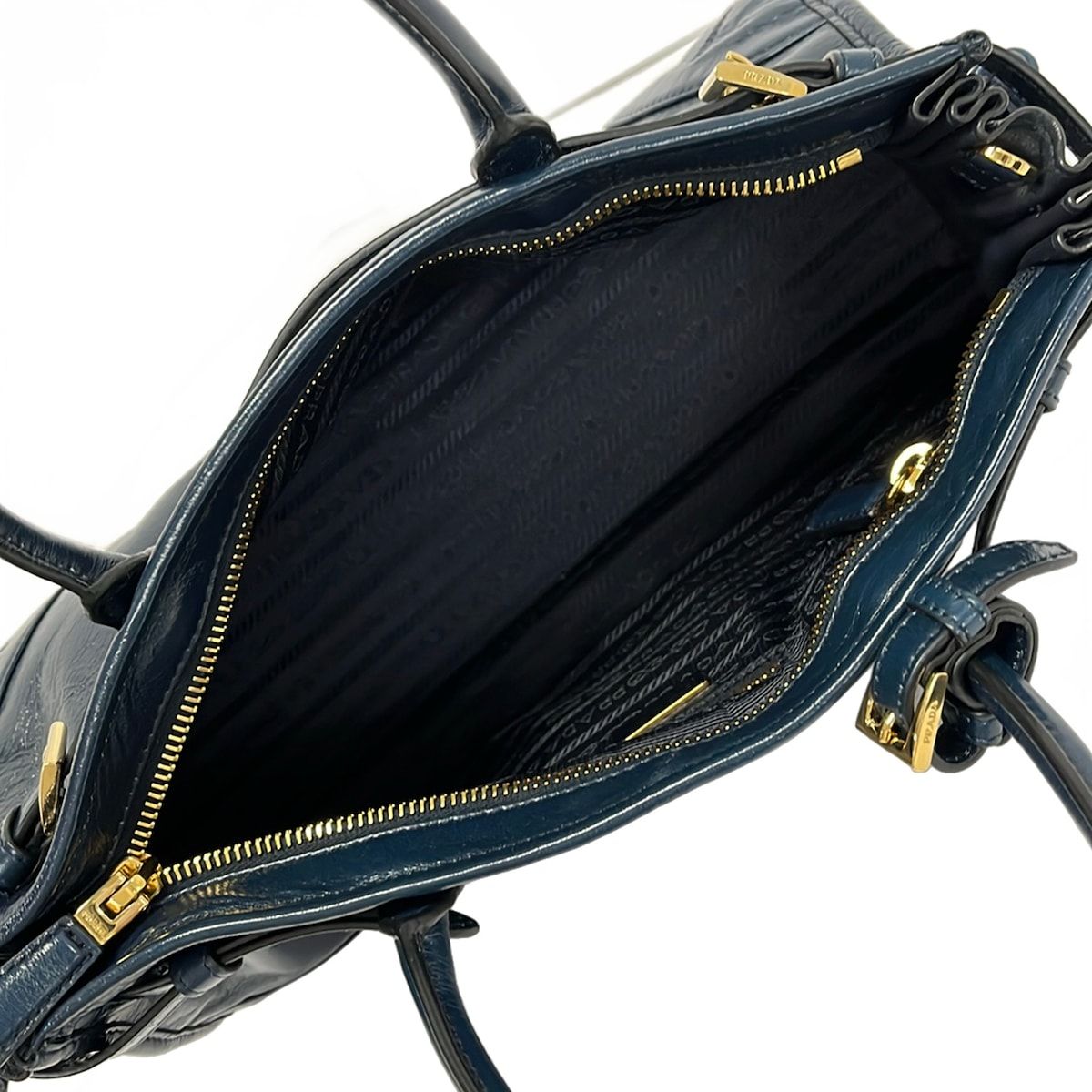 Prada Shoulder Bag Boni Dark Navy Leather — view 7