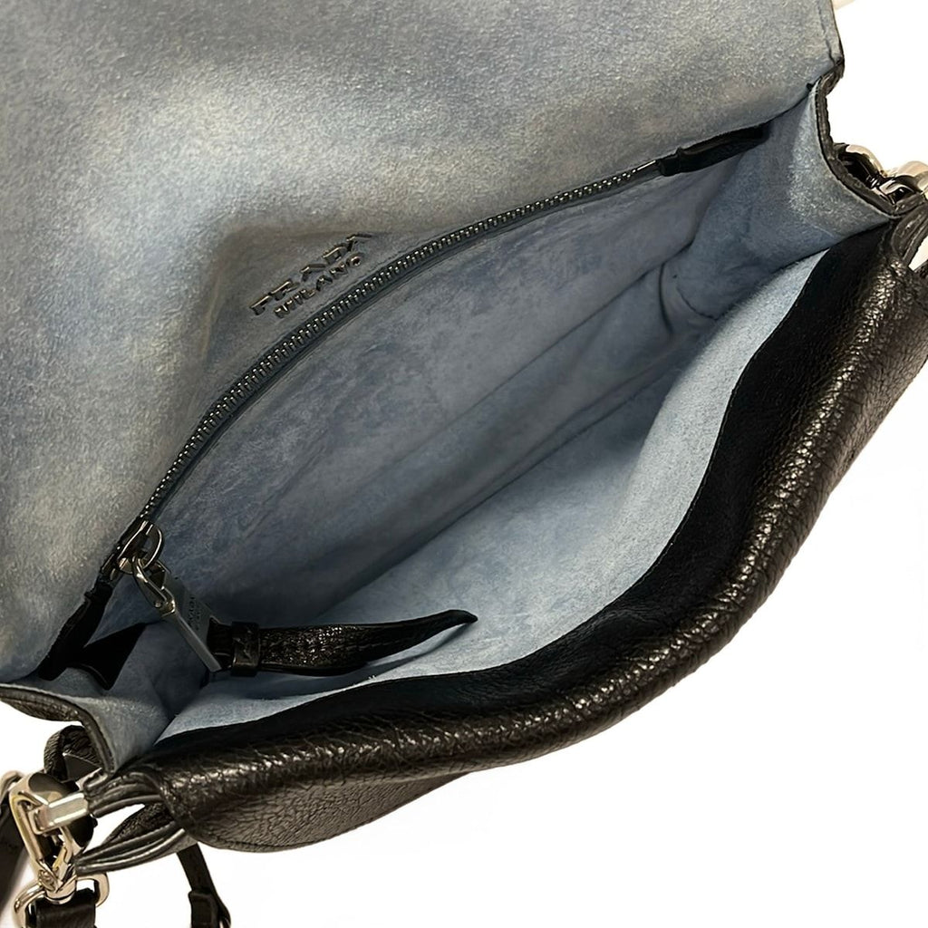 Prada Shoulder Bag Etiquette Black Studs Leather — view 7