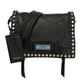 Prada Shoulder Bag Etiquette Black Studs Leather
