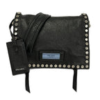 Prada Shoulder Bag Etiquette Black Studs Leather