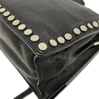 Prada Shoulder Bag Etiquette Black Studs Leather — view 6