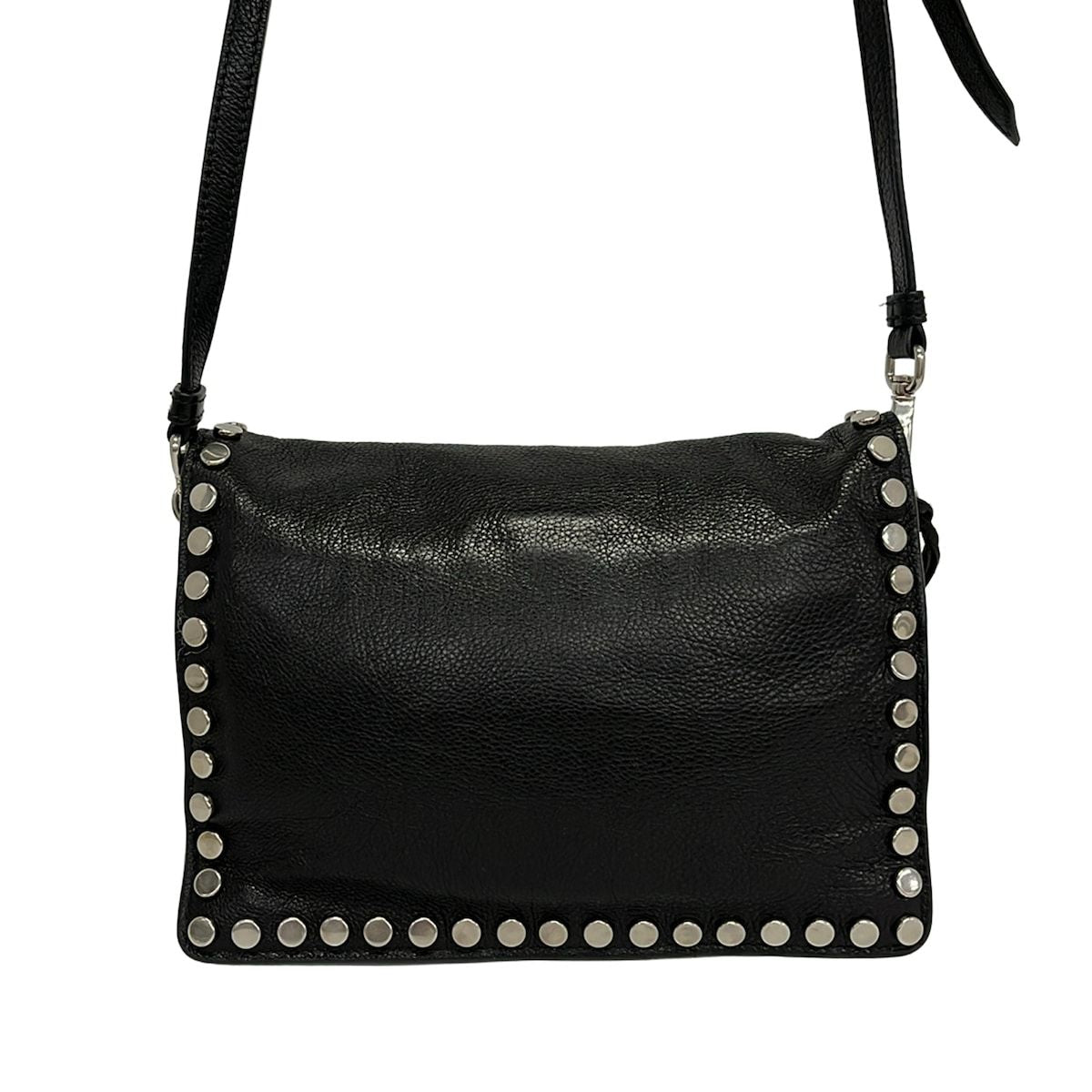 Prada Shoulder Bag Etiquette Black Studs Leather — view 3