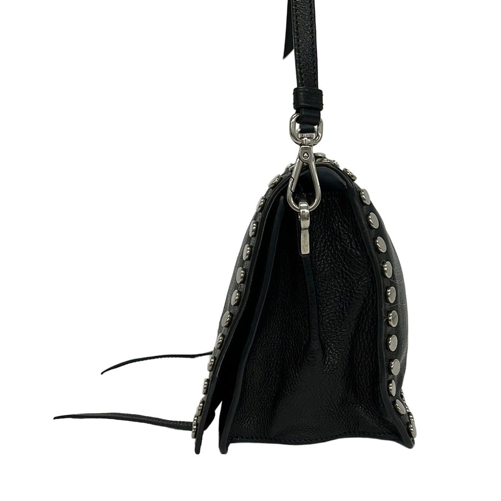 Prada Shoulder Bag Etiquette Black Studs Leather — view 4