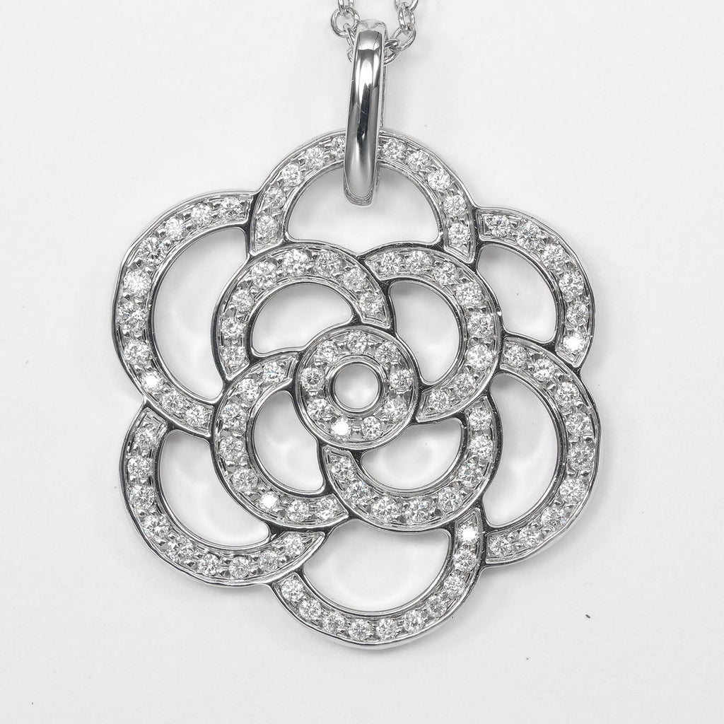 Chanel Camellia White Gold Diamond Necklace — view 5