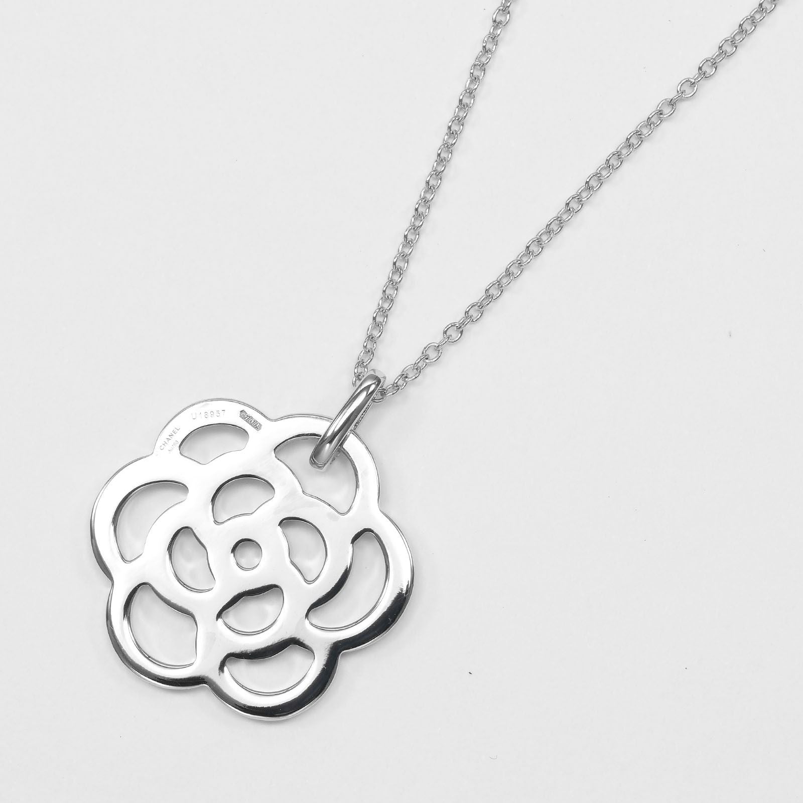Chanel Camellia White Gold Diamond Necklace — view 3