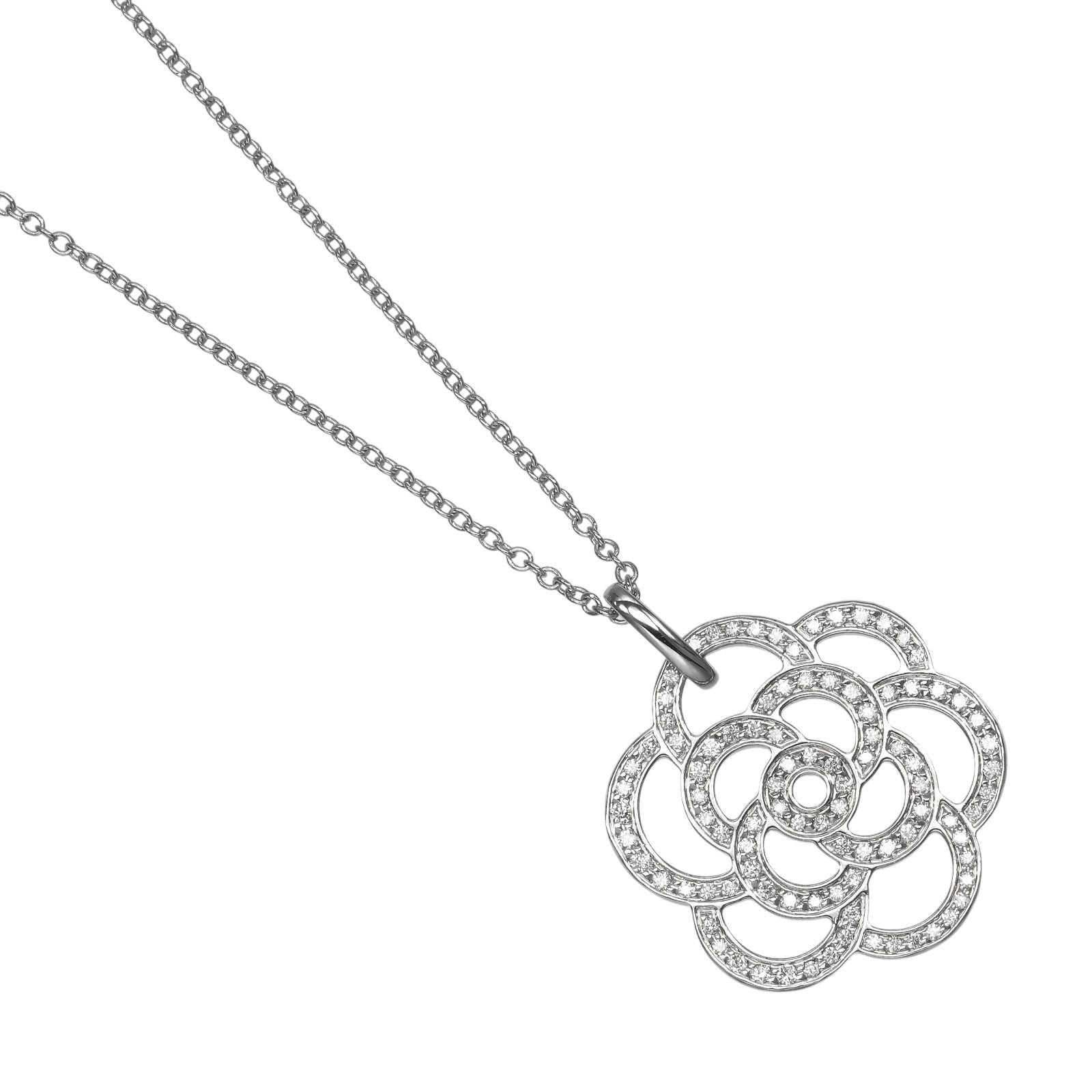 Chanel Camellia White Gold Diamond Necklace