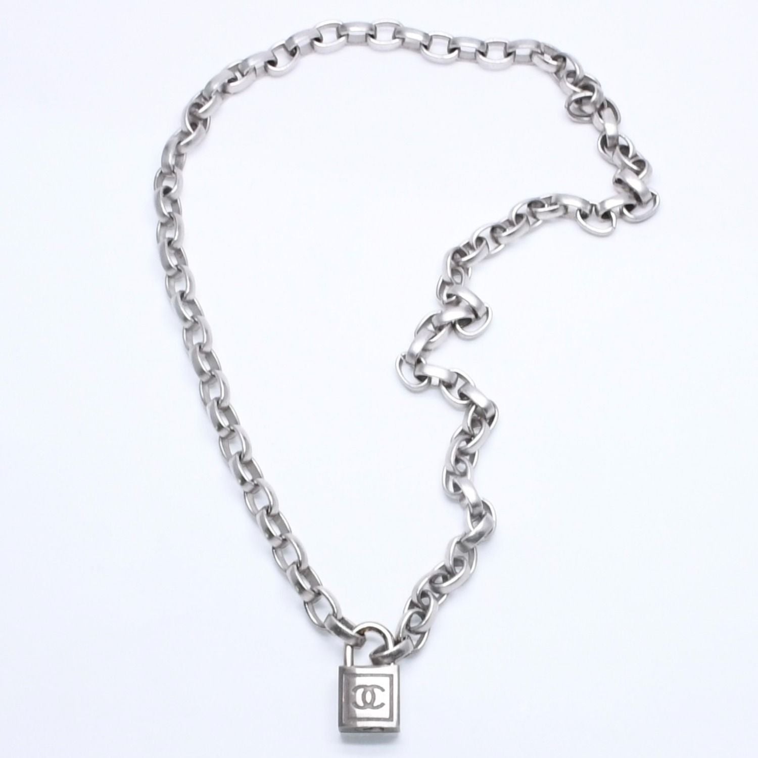 Chanel Necklace Silver Chain CC Logo Metal — view 2