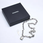 Chanel Necklace Silver Chain CC Logo Metal