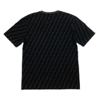 Fendi Short Sleeve T-Shirt FF Motif Crew Neck L Cotton Velour Logo Black — view 2