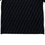 Fendi Short Sleeve T-Shirt FF Motif Crew Neck L Cotton Velour Logo Black — view 4