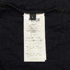 Fendi Short Sleeve T-Shirt FF Motif Crew Neck L Cotton Velour Logo Black — view 8