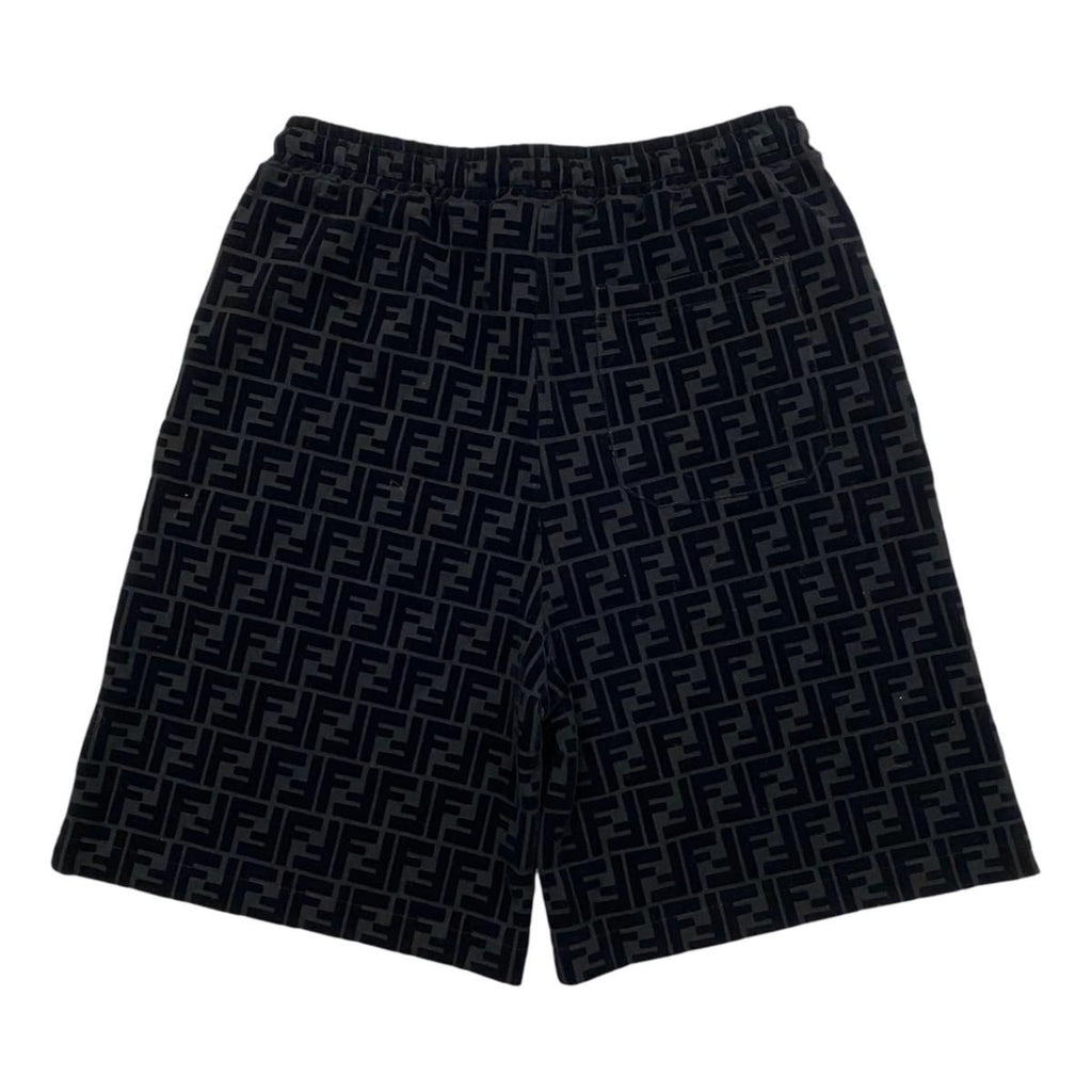 Fendi Shorts FF Motif 46 Cotton Velour Logo Black — view 2