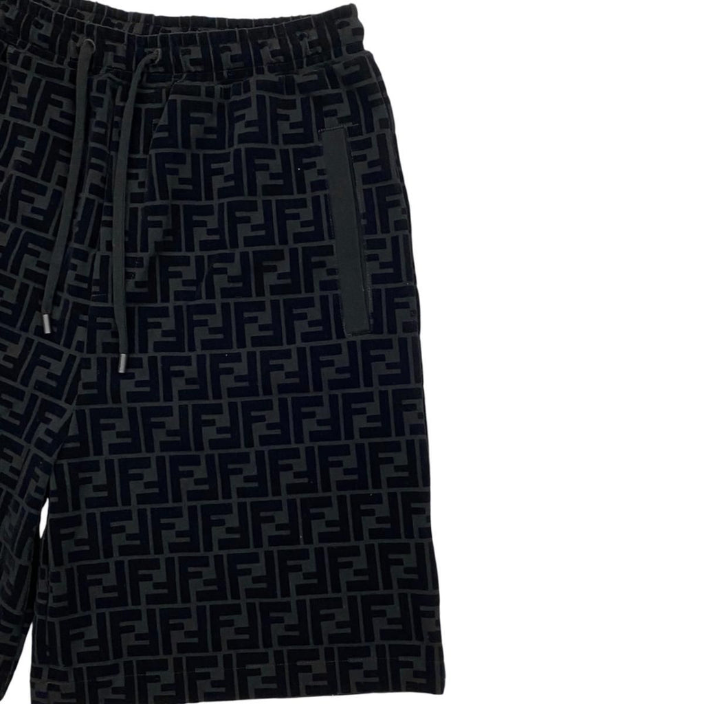Fendi Shorts FF Motif 46 Cotton Velour Logo Black — view 4