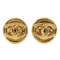 Chanel Earrings Gold Large CC Logo Presence 93